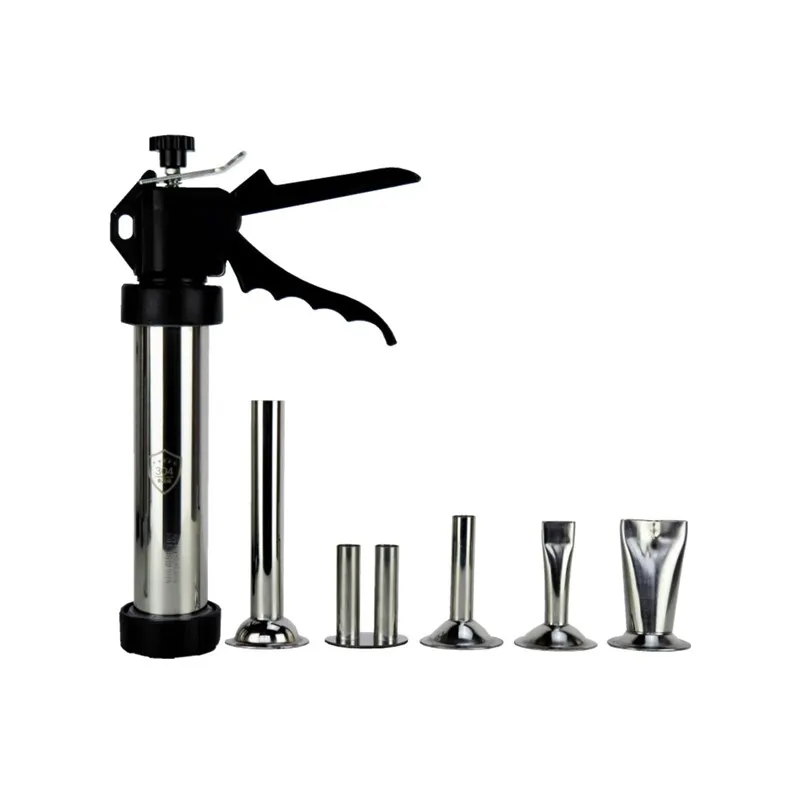 Easy clean Large kit Manual Stainless Steel Beef Jerky gun kit and Sausage Maker Cone 6 Nozzle funnel Set