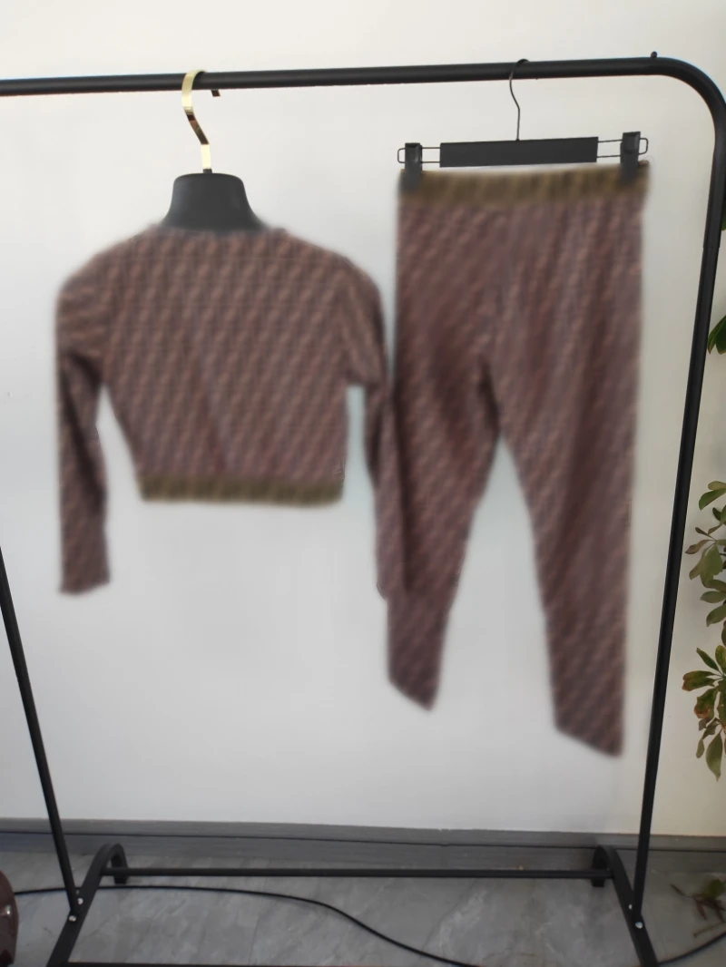 Wholesale Designer Clothing Long Sleeve Crop Top 2 Pieces Set Fashion Brand Two Piece Pants Sets Women