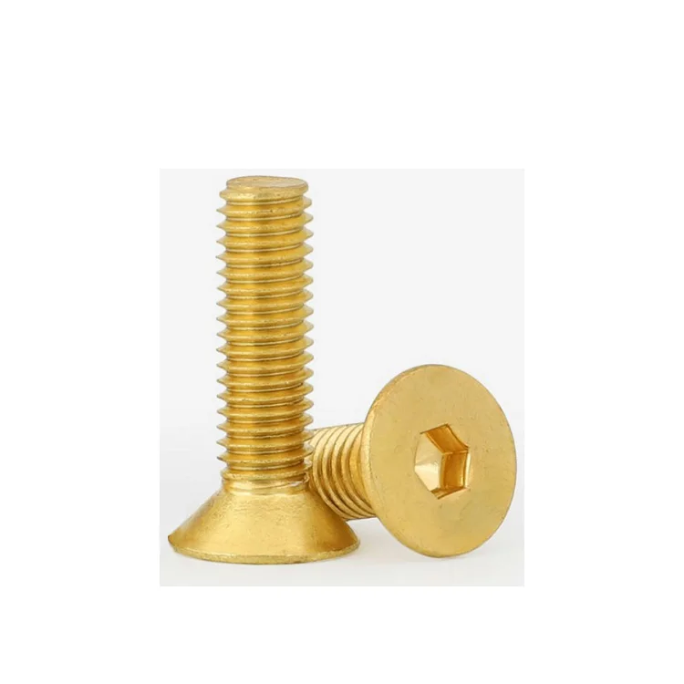 Латунные винты с потайной головкой и шестигранным отверстием DIN7380, латунный винт с плоской головкой