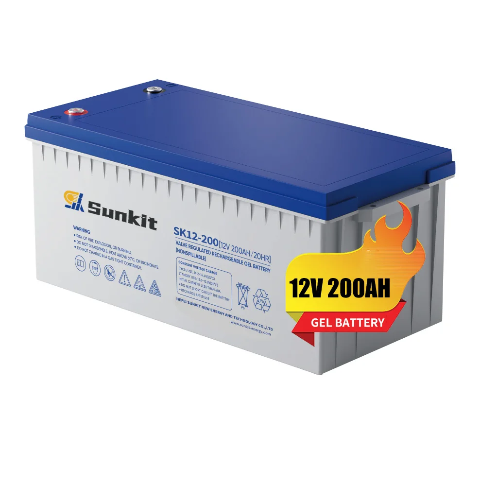 Sunkit Gel Agm Lead Acid Battery Solar Street Light Battery 200ah 12v For Home Appliances Solar Power System Home