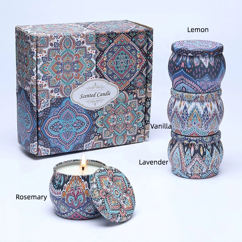 Hot Selling Small Home Fragrance Customized Wholesale Soy Wax Luxury Private Label Mini 4 Pack Scented Candle Set