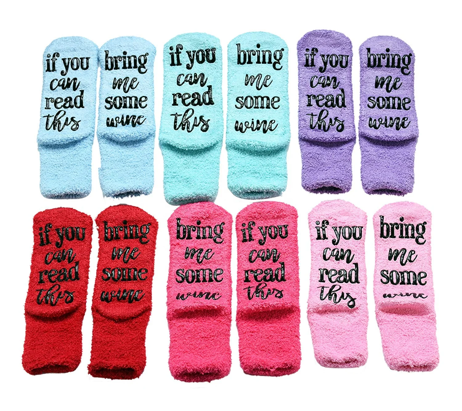 Custom Anti Slip Wine Socks with Cupcake Packaging If You Can Read This Bring Me Some Wine Floor Socks