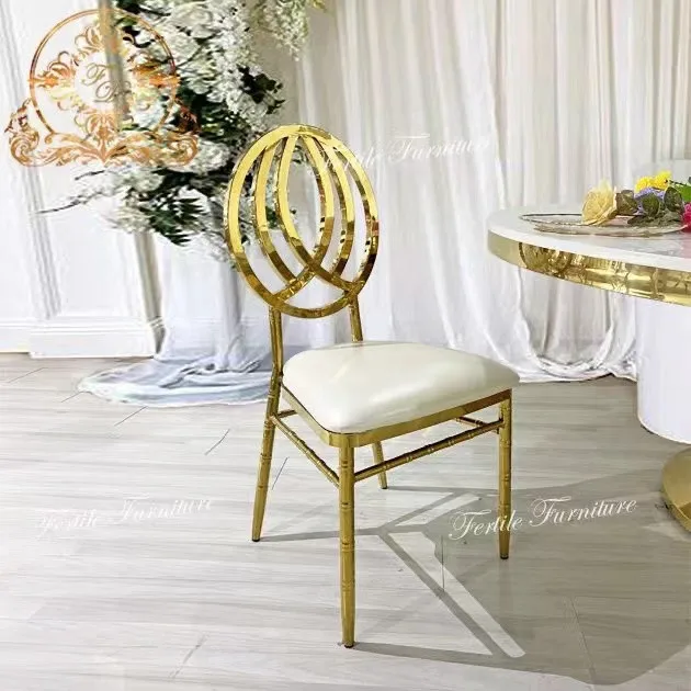 Good price Luxury Gold back round throne stainless steel hotel Party Event Dining Banquet Wedding Chairs