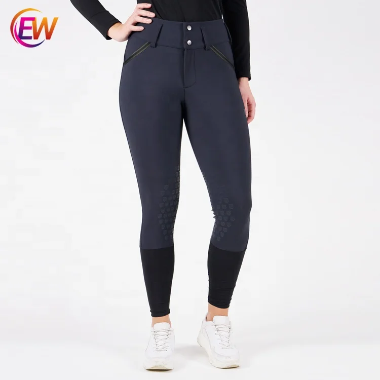 Высококачественные Стрейчевые Бриджи Foury Way с настоящей молнией и пуговицами, спортивный дизайн, темно-синие бриджи для женщин