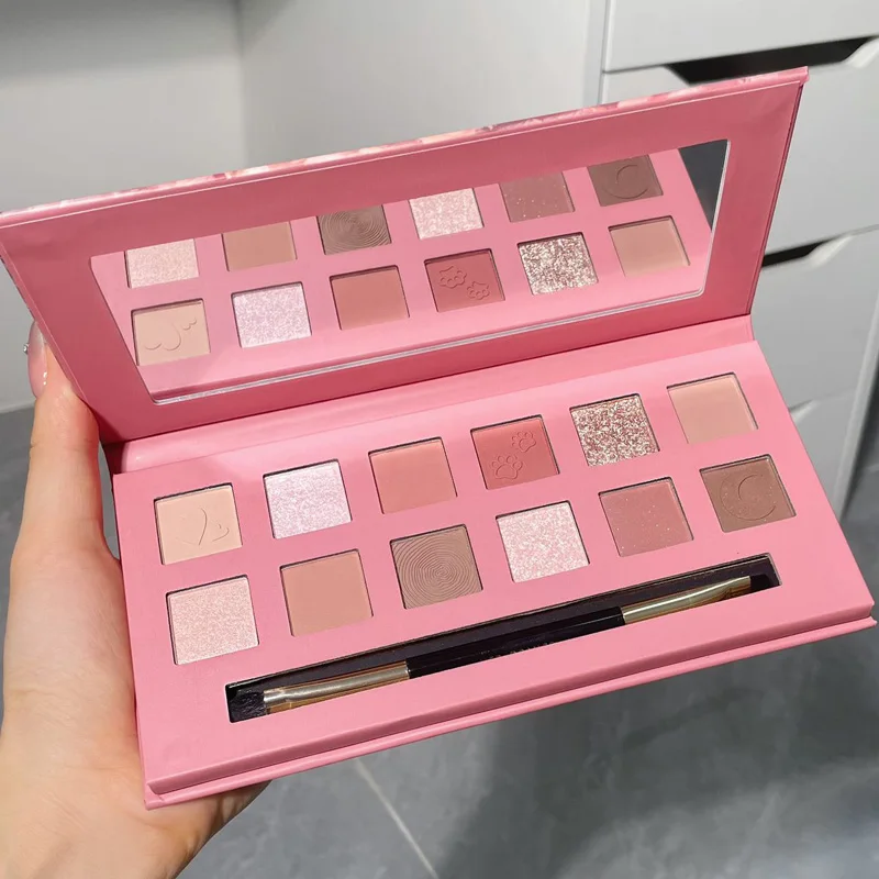 HERORANGE High Pigment Eye Shadow Pallet Waterproof Long Lasting 12 Colors In 1 Matte Glitter Eyeshadow Palette With Mirror