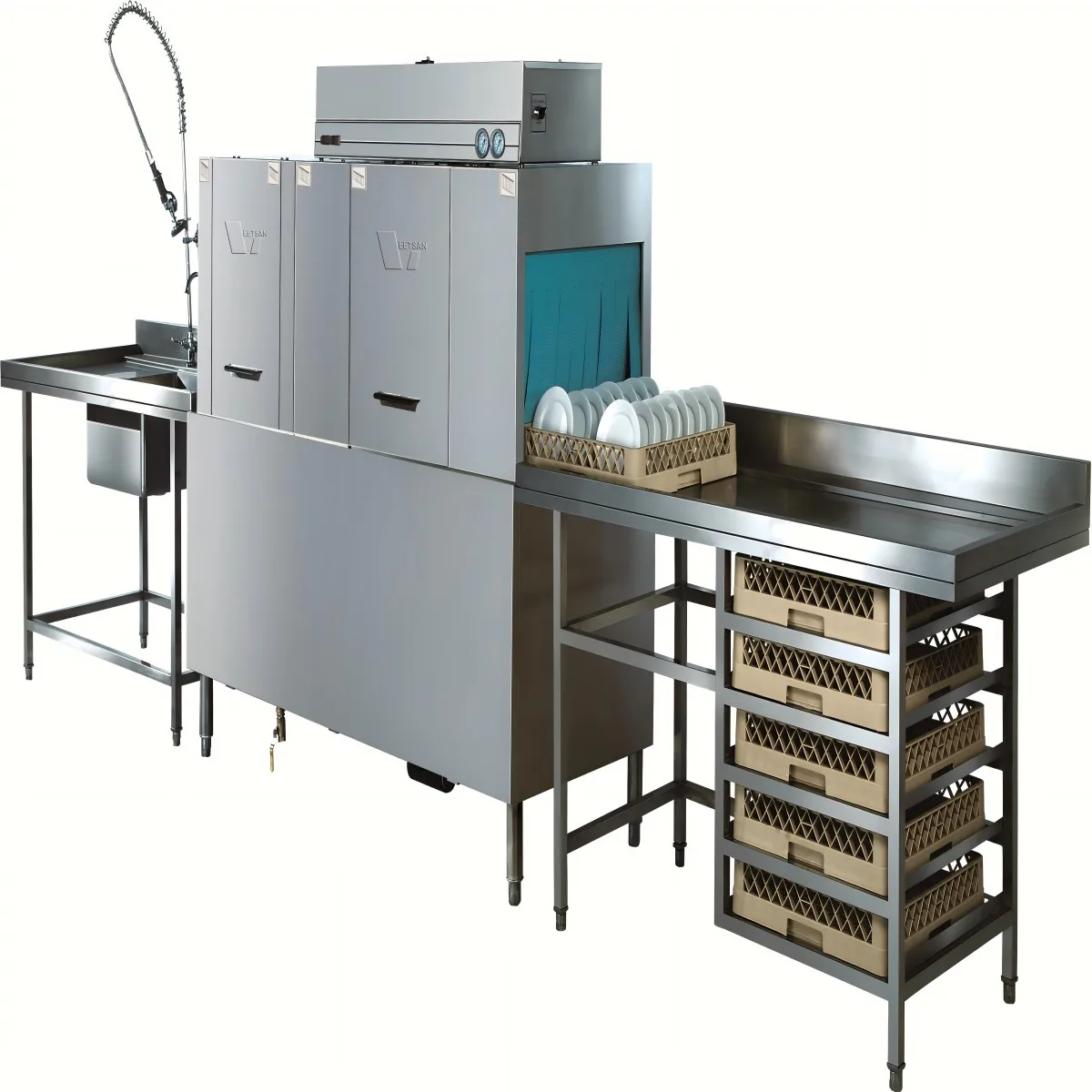 Commercial Energy Saving Fully Automatic Tunnel Conveyor Type Commercial Dishwasher Dryer Machine For Catering Industry