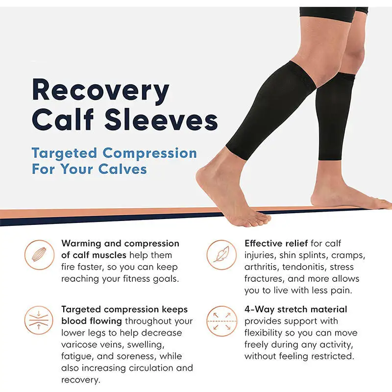 Custom Copper Nylon Sports Compression Leg Calf Sleeves