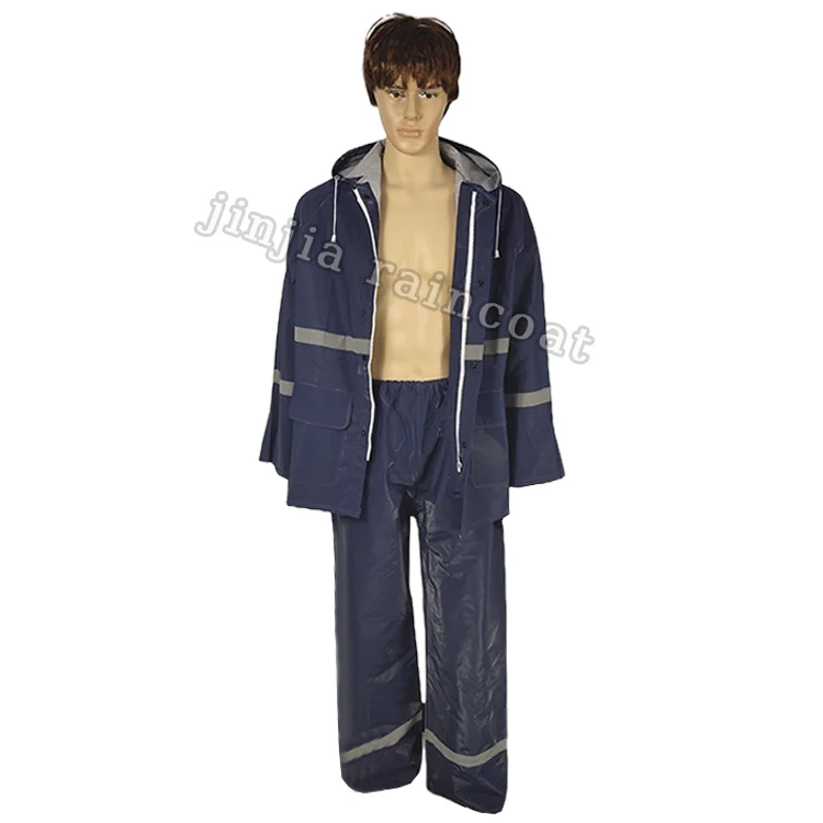 hi vis work wear Safety jackets reflective work waterproof raincoat heavy duty pvc polyester pvc rainsuit outdoor