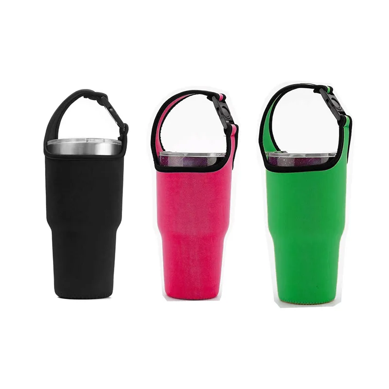 Neoprene Tumbler Carrier Holder Pouch Portable Neoprene Tumbler Coffee Cup Sleeve with Carrying Handle