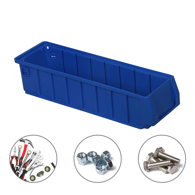 Heavy duty blue colour spares parts boxes stackable warehouse shelf bin plastic storage bins