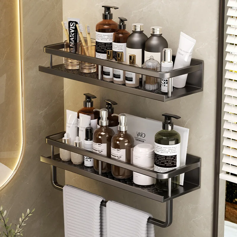 Daily home use fashionable towel hanger modern bathroom shower shelf organizer 2 tier