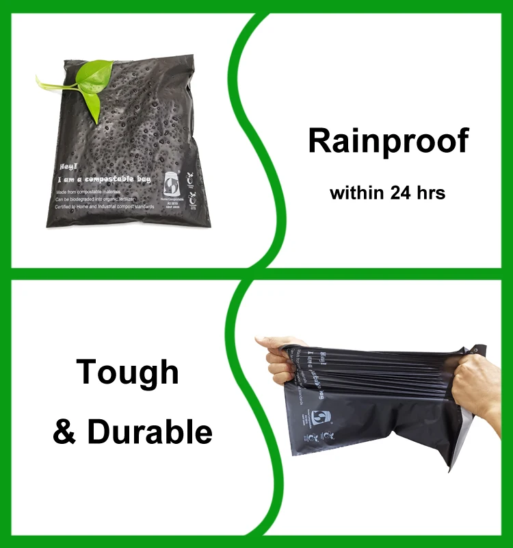 custom printed corn starch made biodegradable eco friendly plastic mailing courier bags with logo