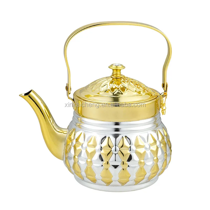 2021 New product Decorative Saudi Arabia Stainless Steel Tea Pot  Kettle Turkish Teapot 0.9/1.3/1.6/1.8L