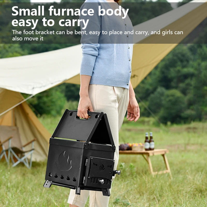 Wholesale Portable Grills For Sale Foldable Camping Cooking Outdoor Small Mini Heating Wood Burning Bell Tent Stove