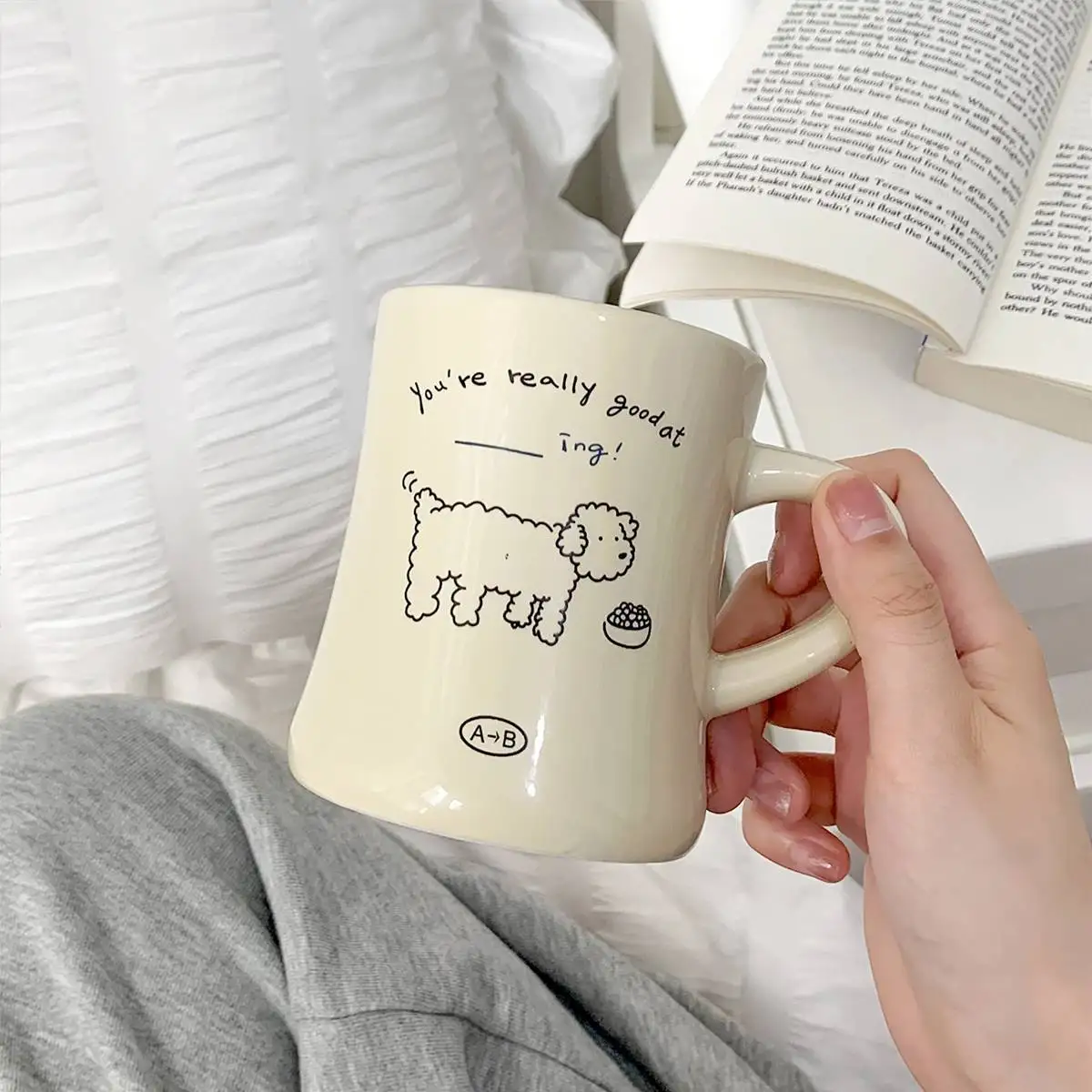 Wholesale Customized High Waist Mug Korean Retro Cartoon Ceramic Cup Printed Logo Event Gift Cup Coffee Cup