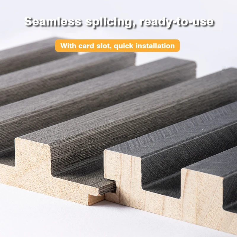 Wood Slat Panel 3D Pet Wood Design Tv Restaurant Kitchen Clip Curved Solid Wood Pvc Fluted Inside Inlay Concave PVC Wall Panel