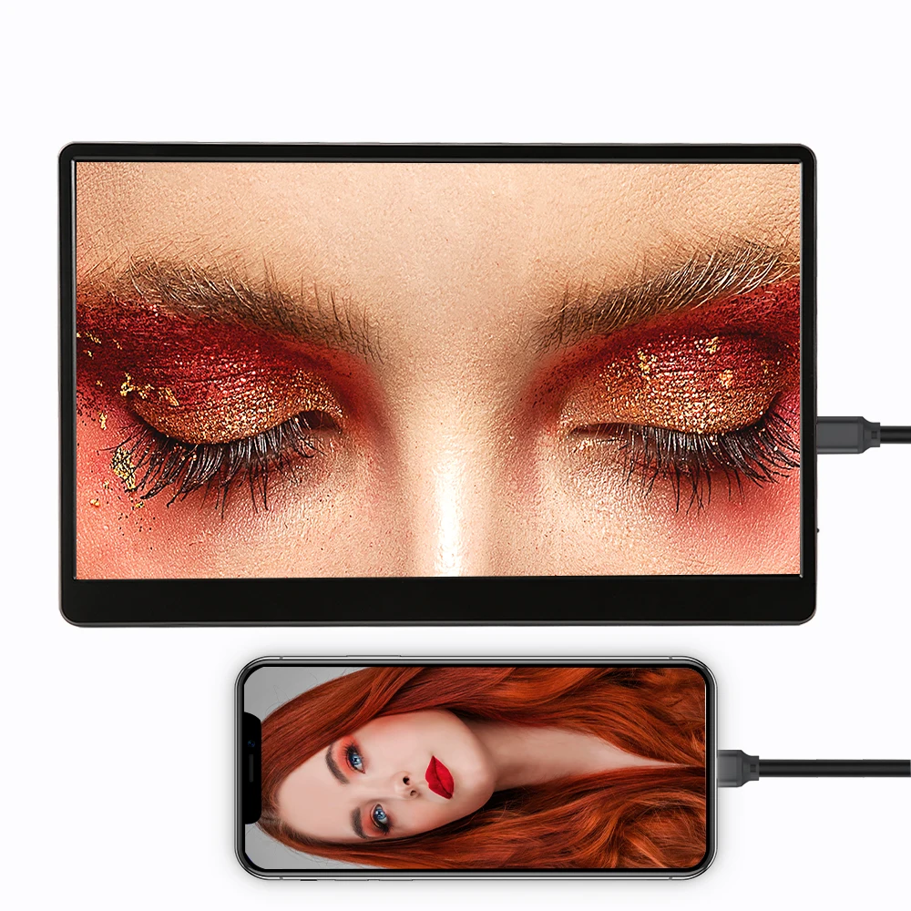 HD 1080P Wall Mountable Foldable LCD Portable Monitor 15.6 inch Type-C Port for Cell Phone PC Laptop Notebook Screen