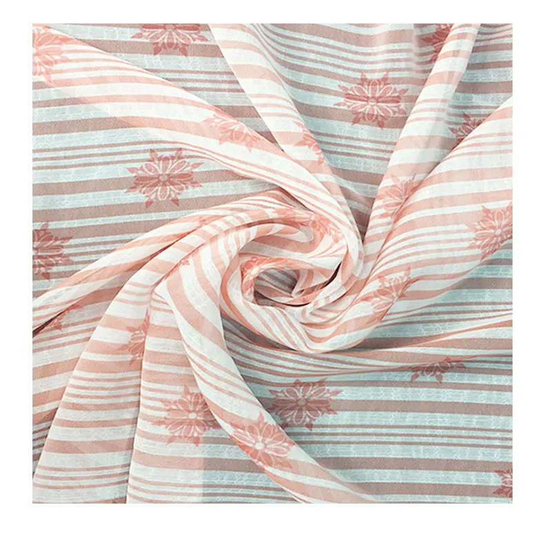 Harvest 100% polyester floral printing floral stripe chiffon for summer items