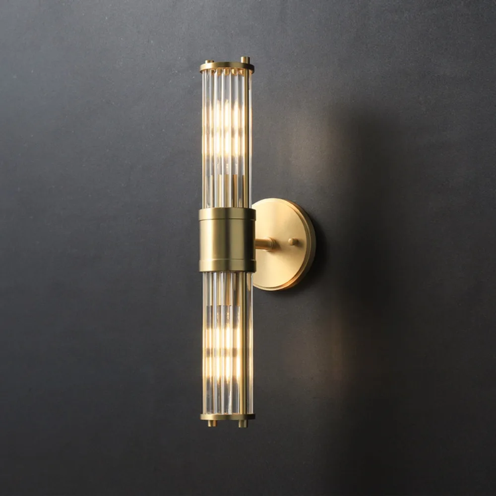Wall Sconces, Modern Crystal Wall Sconces Lighting Gold Indoor Crystal Vanity Lights Fixtures Elegant Glass Rod Wall Mount Lamp