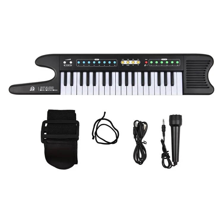 37-Key Electronic Keyboard Piano Portable Mini Electronic Organ Musical Instrument 8 Tones 6 Rhythms 10 Demo with Microphone Str