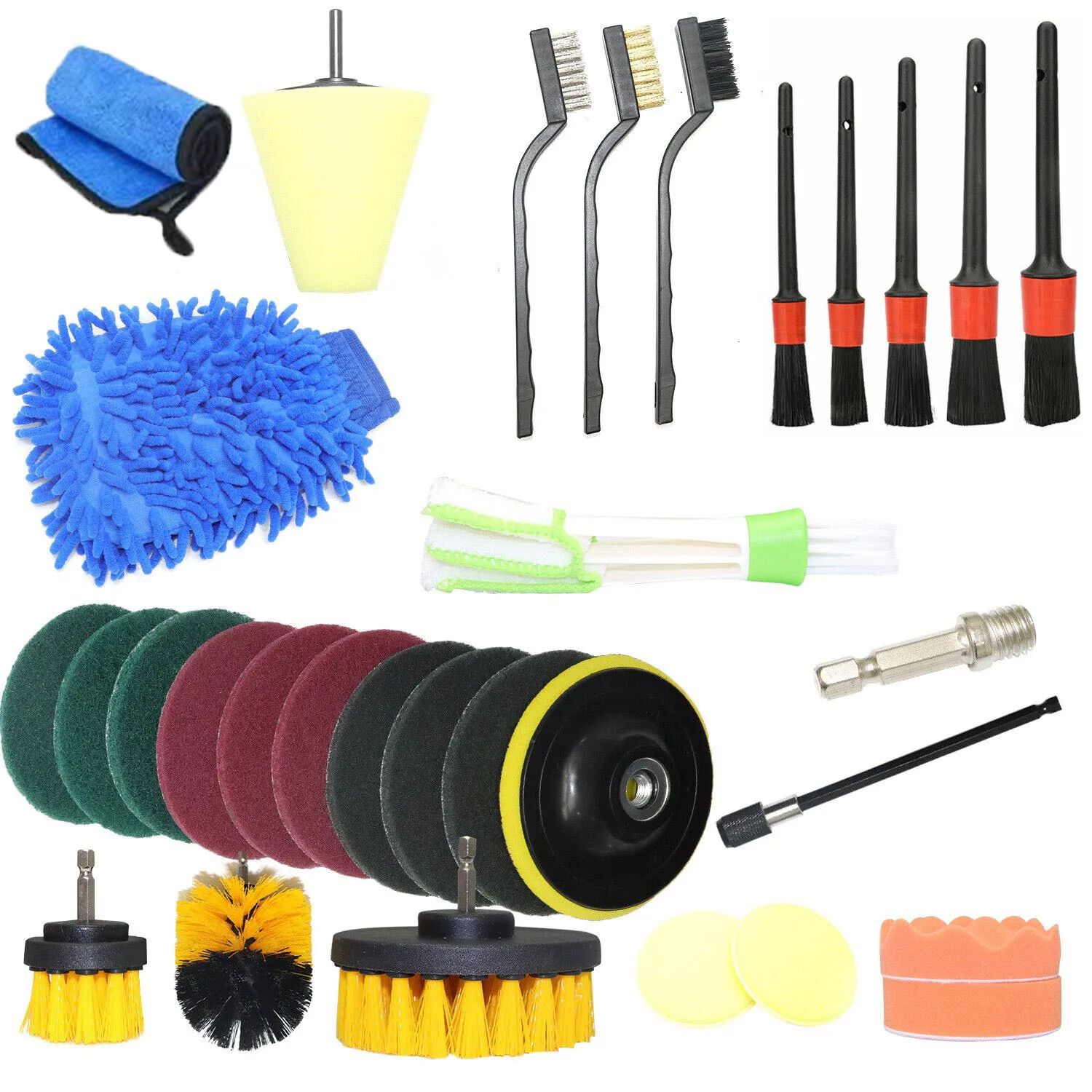 Car Wash Cleaning Tools car cleaning kit Set with Storage Bag Towels Applicator Pads Sponge Wheel Brush kit washing tool kit