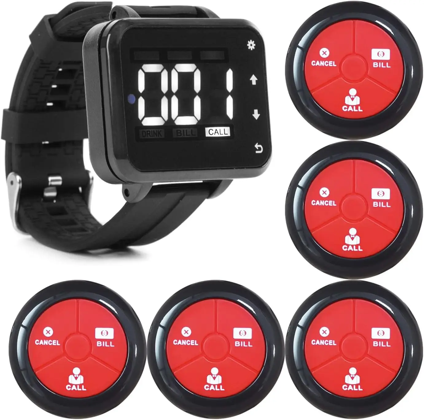 Wireless Waiter Service Call System Restaurant Wrist PagerTable Call Service Push Call Button