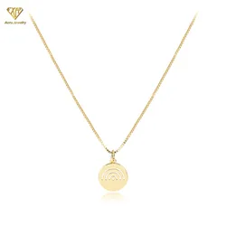 18k gold plated hollow sunbow medallion necklace