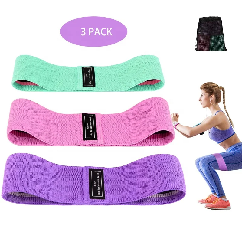 
Low MOQ Wholesale Durable Anti Slip Exercise Loop Band Set Custom Logo Yoga Hip Fabric Resistance Bands For Legs Glutes Booty 