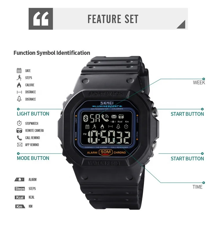 Luxury Digital Watch Men Waterproof Clock relogio masculino oem odm watches plastic case watch relojes inteligentes 1629 skmei