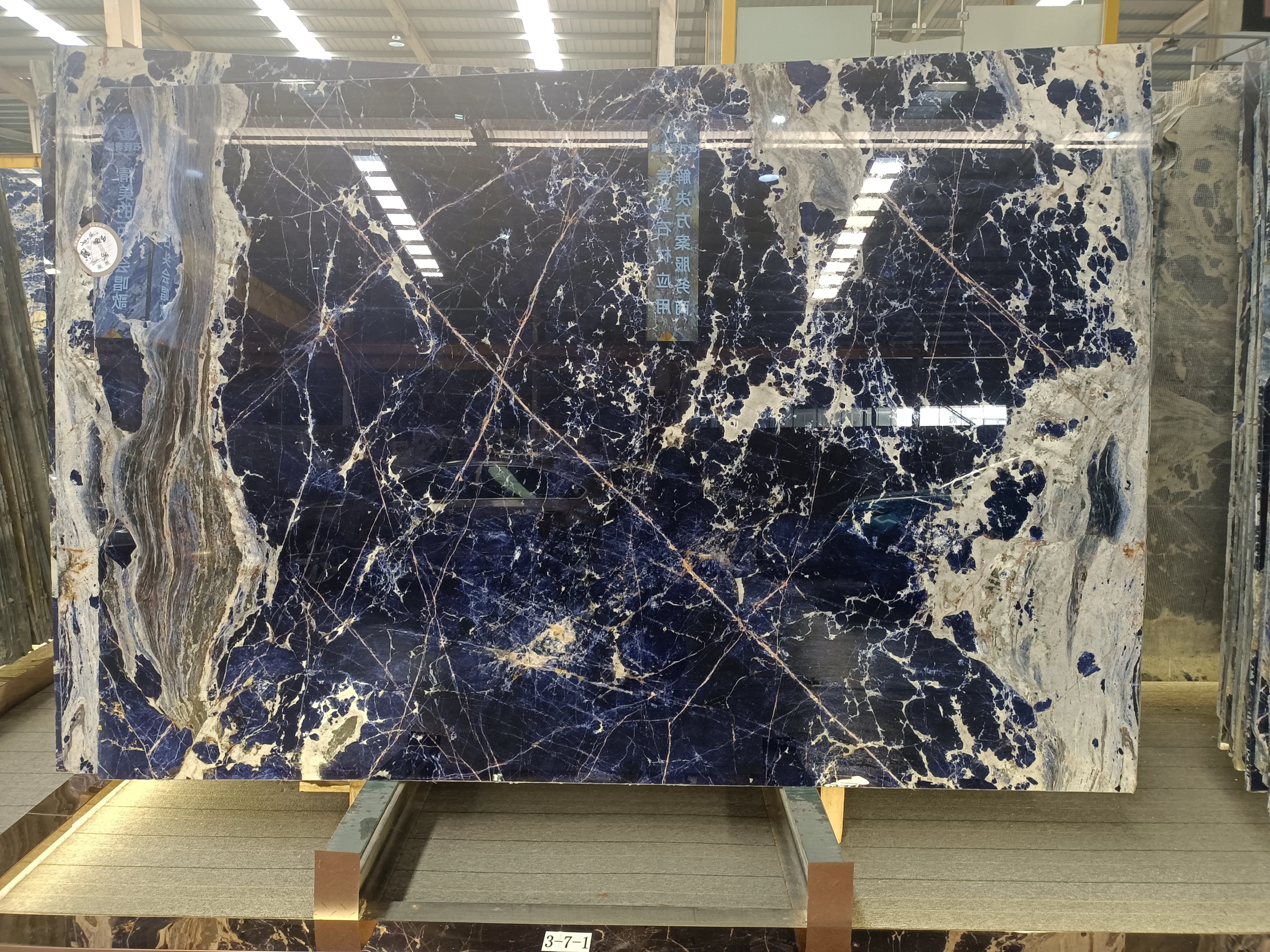 semi precious Cloisonne Blue slabs and tiles Blue marble stone price stone slab for decoration