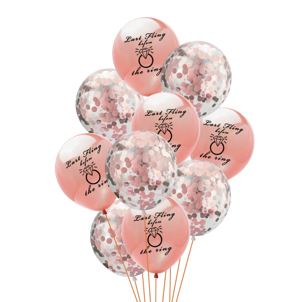 New Bachelor Balloons Party Decoration 12 Inch Bride To Be Ring Finger Printed Latex Balloons Heart Star Foil Balloons Set