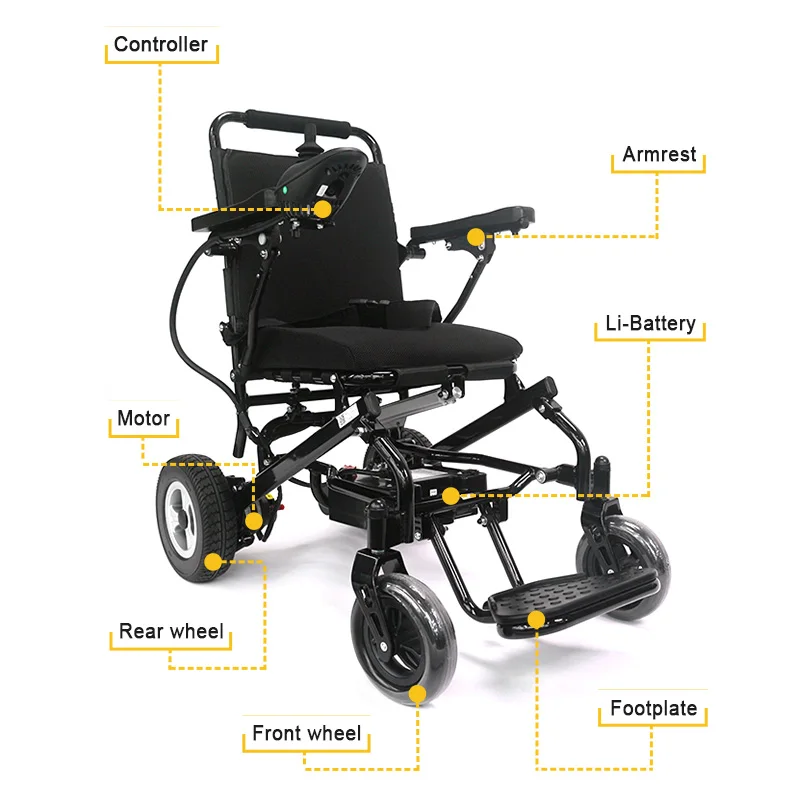 Медицинская поставка автоматическая легкая складная инвалидная коляска Silla de Ruedas с электроприводом дистанционным управлением