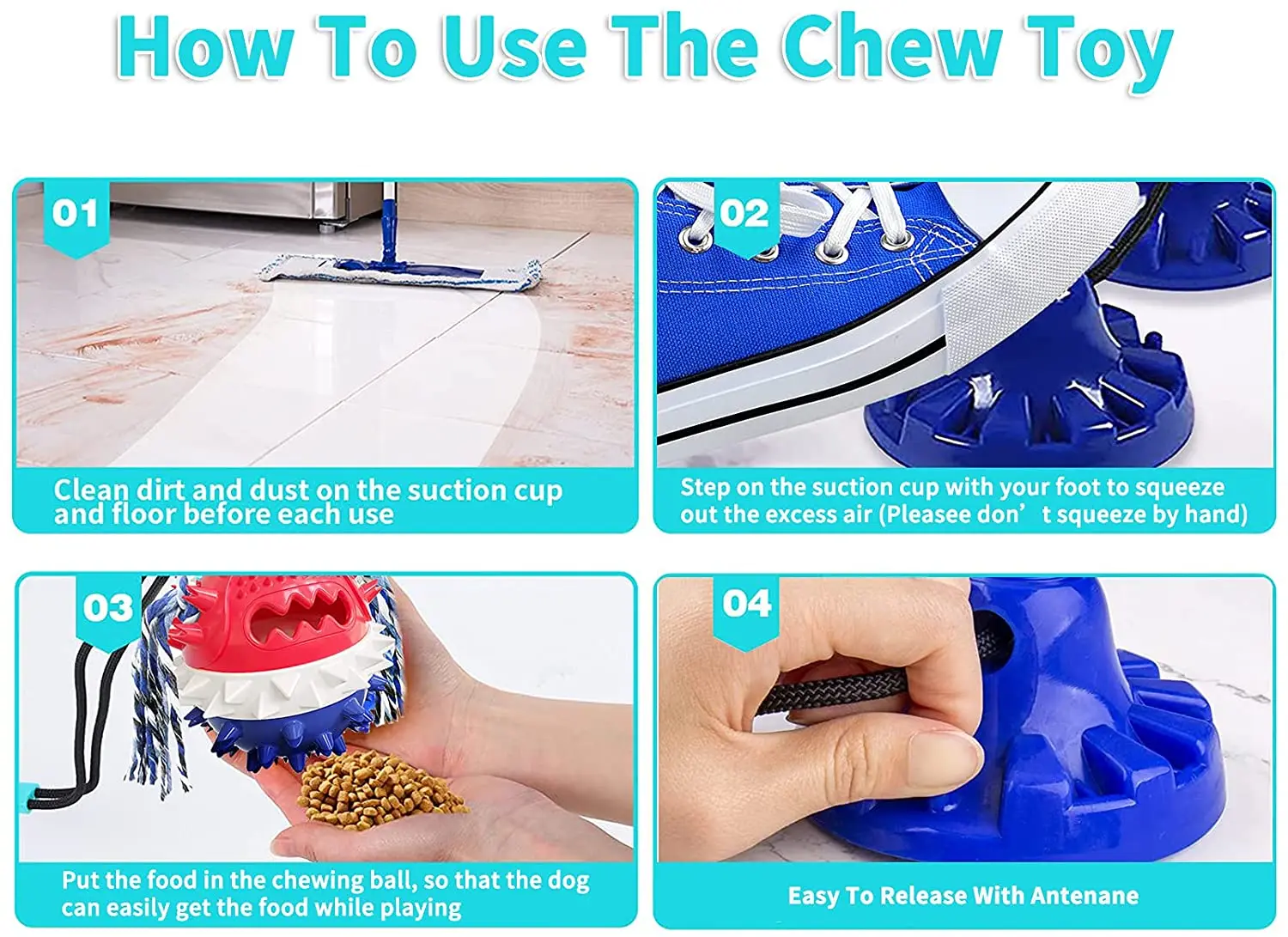 Dog Chew Suction Cup Tug of War Toy Pet Aggressive Chewers Rope Puzzle Toothbrush Multifunction Molar Squeaky Toys
