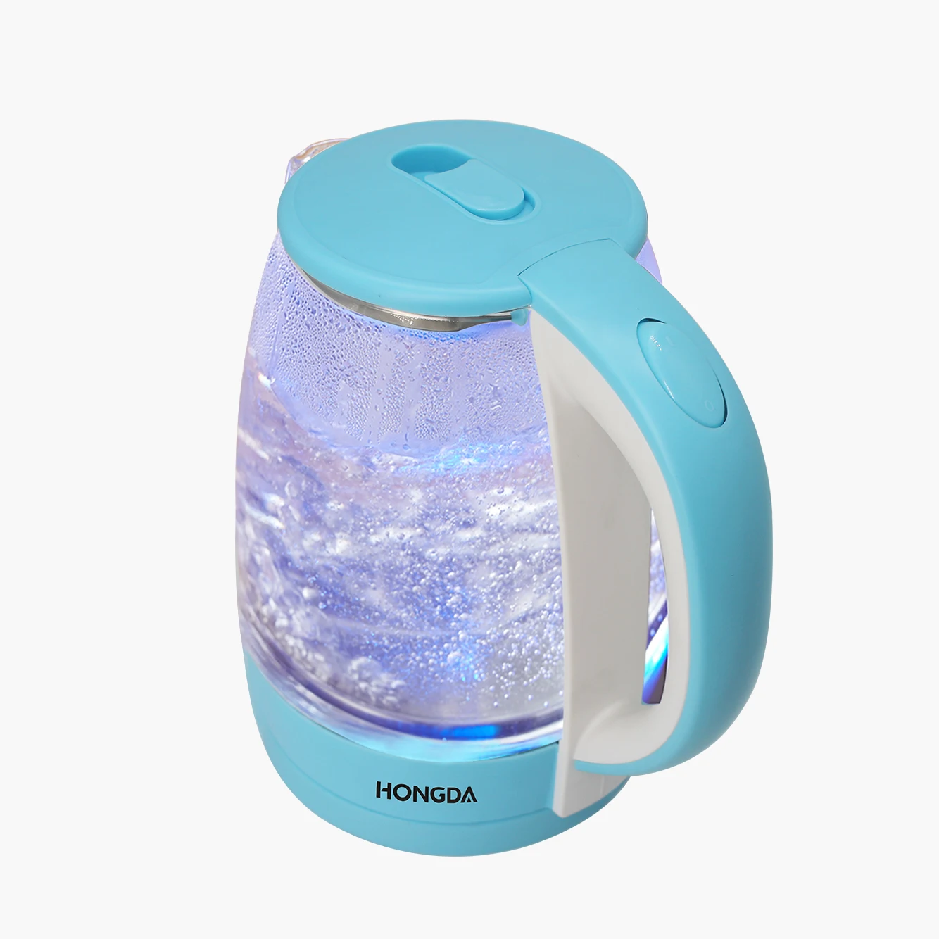 1.8L blue colored glass electric water kettle for household