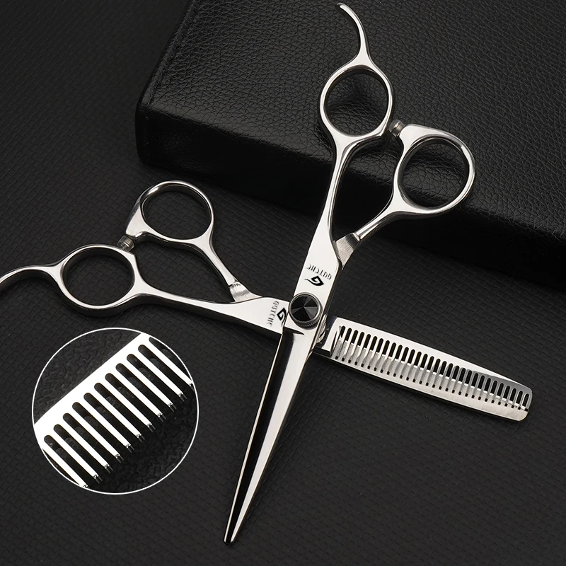 6.0 Salon professional stainless steel hairdressing scissors Single tail hair cutting scissors Barber hair thinning scissors