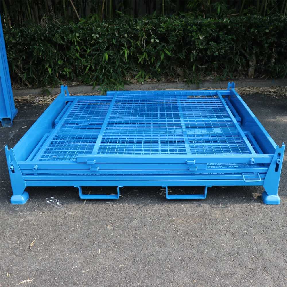 CASE CARTER OEM  Foldable Steel Turnover Box Storage 800mm*1200mm Container Metal Cage Pallet Used with Forklift