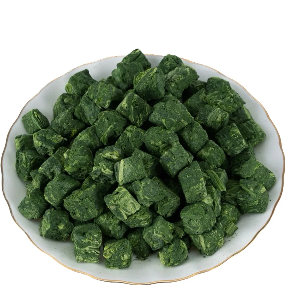 Production Freeze Dried Spinach Chinese Natural Quality Pure Bag Packing Block Leaf 10 X 10 Mm X 10 Mm Freeze Dried Green Beans