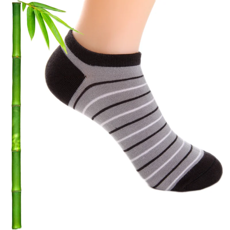 Wholesale colorful stripe men bamboo fiber socks business custom packing breathable socks charcoal Absorb Sweat ankle socks
