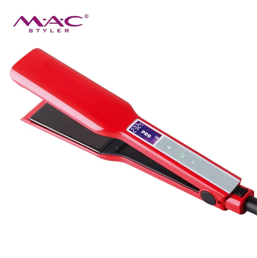 Red wide board touch screen hair straightener Hair straightener with gorgeous appearance and excellent quality