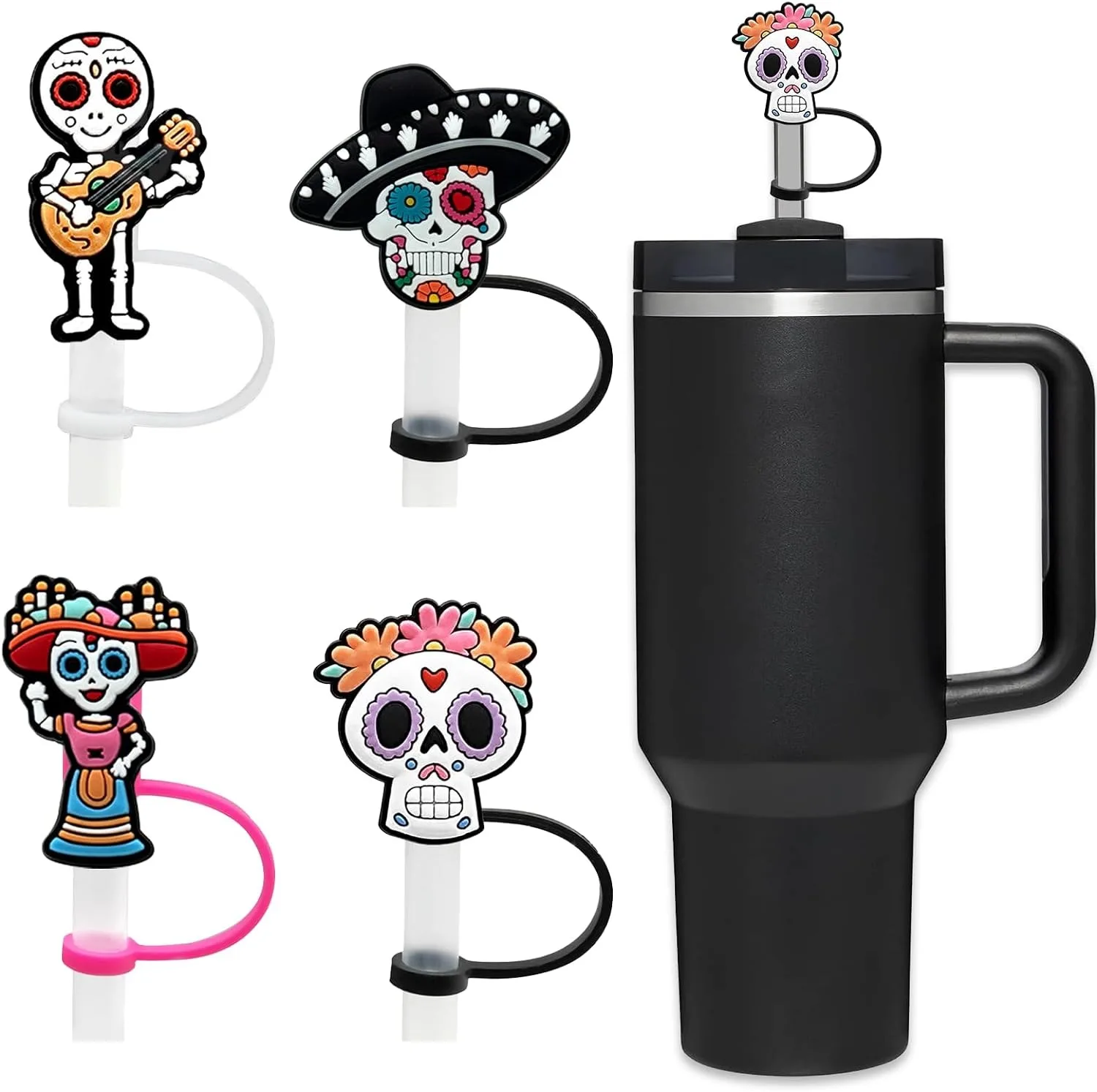 Straw Topper for Stanley Cup Mexican Straw Cover Compatible with Stanley/Yeti 10mm Dust-Proof Straw Protector Tips