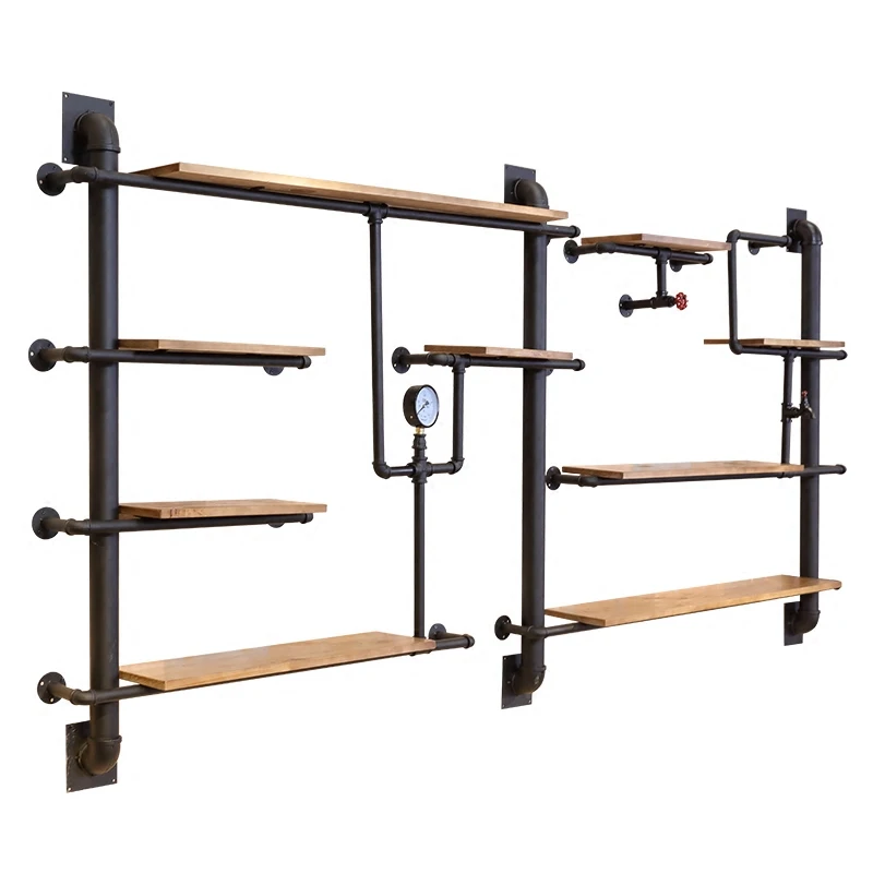 Customized Industrial Wall Mounted Iron Diy Furniture Metal Pipe Shelves for Home Decoration and Storage