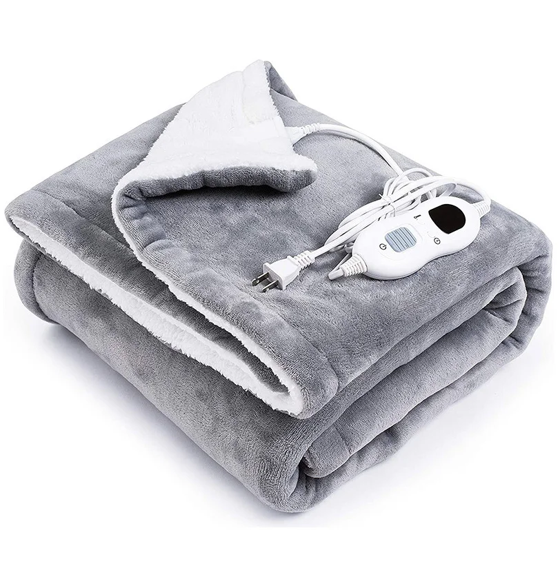 ZJFIT Custom Size LOGO Hot Selling Washable Warm Electric Heated Blanket Wearable Soft Plush Washable Throw Heated Blanket