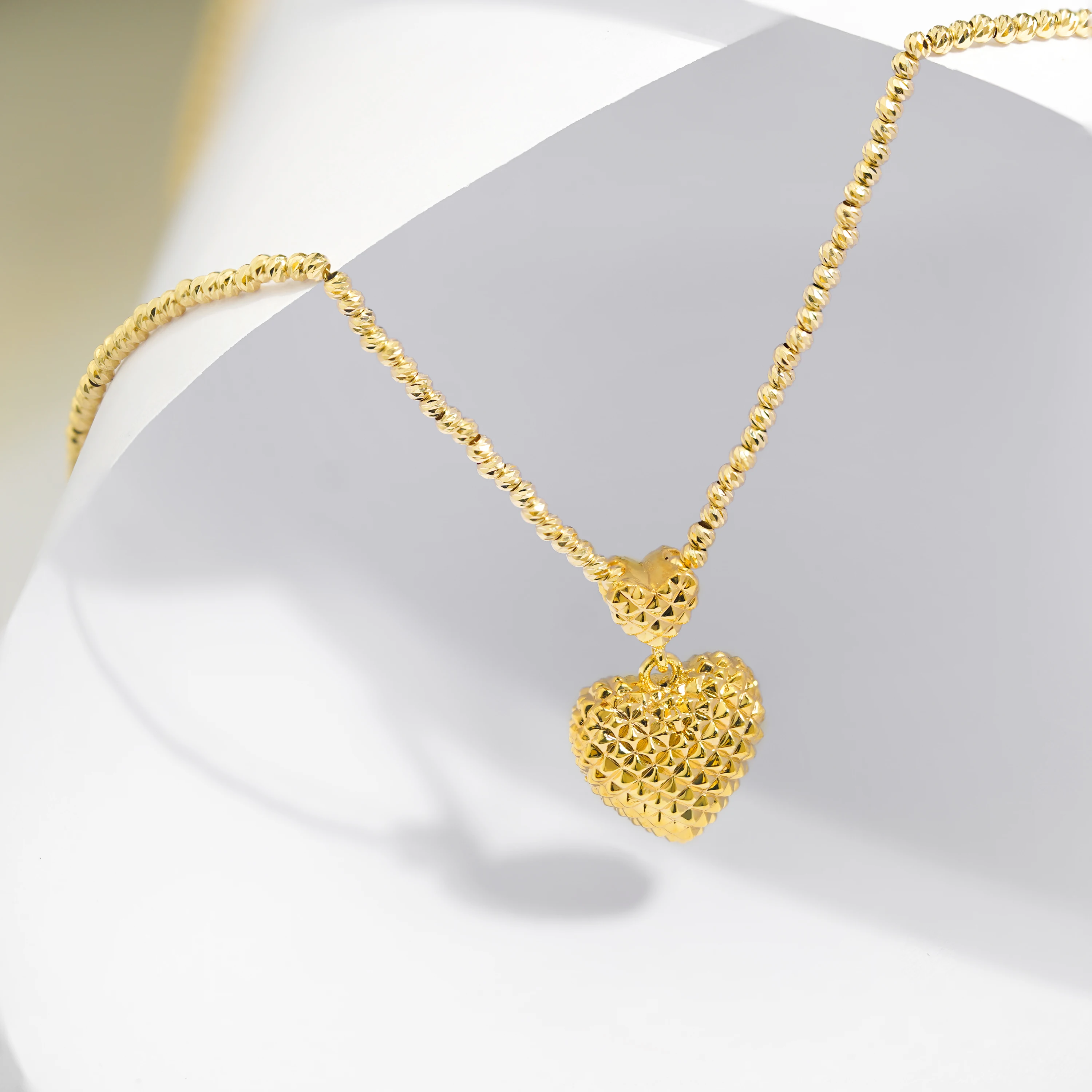 PCX Jewelry Real 18k Gold Necklace Pendant OEM Wholesale No Fade 18k Gold Necklace Two Rhombus Heart Charm Necklace for Women