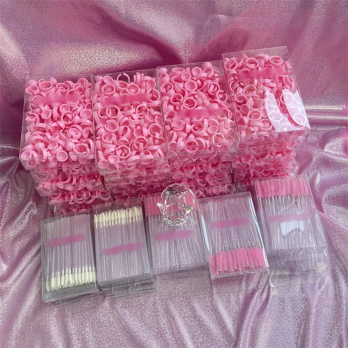 New arrival plastic pink glue ring for eyelash extension disposable glue holder ring wholesale