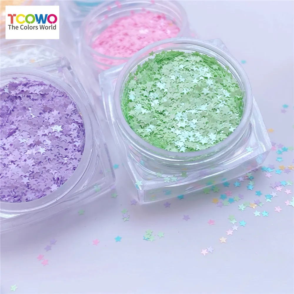 Green 1MM Size Macaroon Kawaii Lovely Colors Star Glitter Sequin For Nail Art Makeup Crafts DIY Tumbler Epoxy Resin