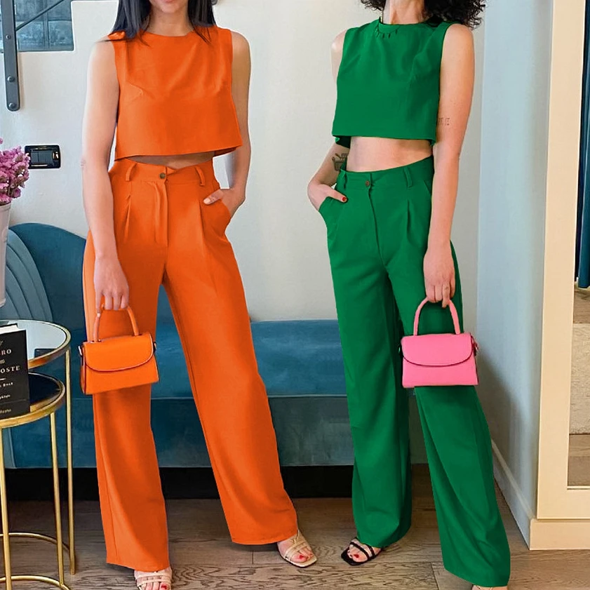 Summer pajamas loose loungewear solid color outerwear cotton and linen 2 piece set women