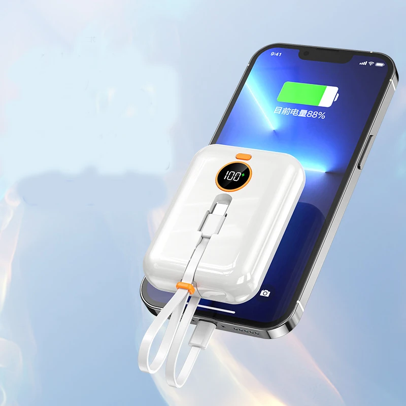 portable 3 in 1 charger fast charging 10000mah powerbank cute mini emergency external power bank with cables for digital product