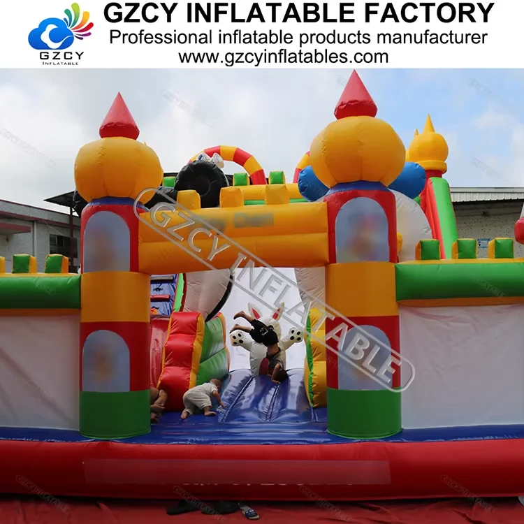 Inflatable playground land park inflatable amusement bouncy castle slide inflatable entertainment fun city