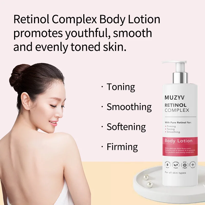 Private label firming toning smoothing retinol body lotion cream for women
