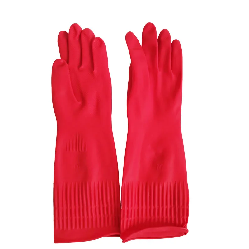 Elbow Length 30Cm Kitchen Dish Washing Waterproof Dishwasher Natural Latex Rubber Cleaning Household Unlined Laundry Gloves